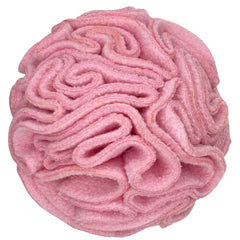 Glory To Dog vue avant du snuffle ball rose montrant forme et ouverture, stimule le jeu