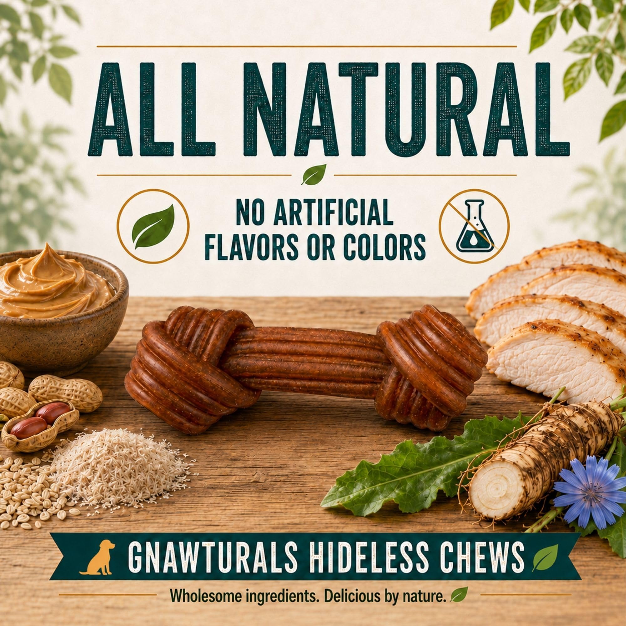 Gnawturals étiquette ingrédients listant citrouille psyllium chicorée naturels
