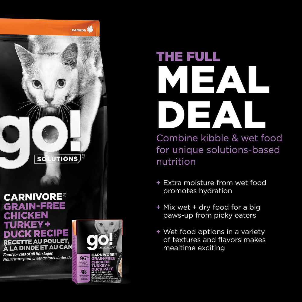 Go! Solutions chat mangeant la recette illustrant acceptation par chat exigeant