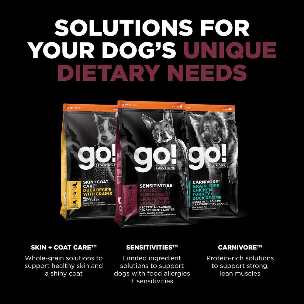 Go! Solutions comparaison taille croquettes, adapté pour toutes tailles de chiens