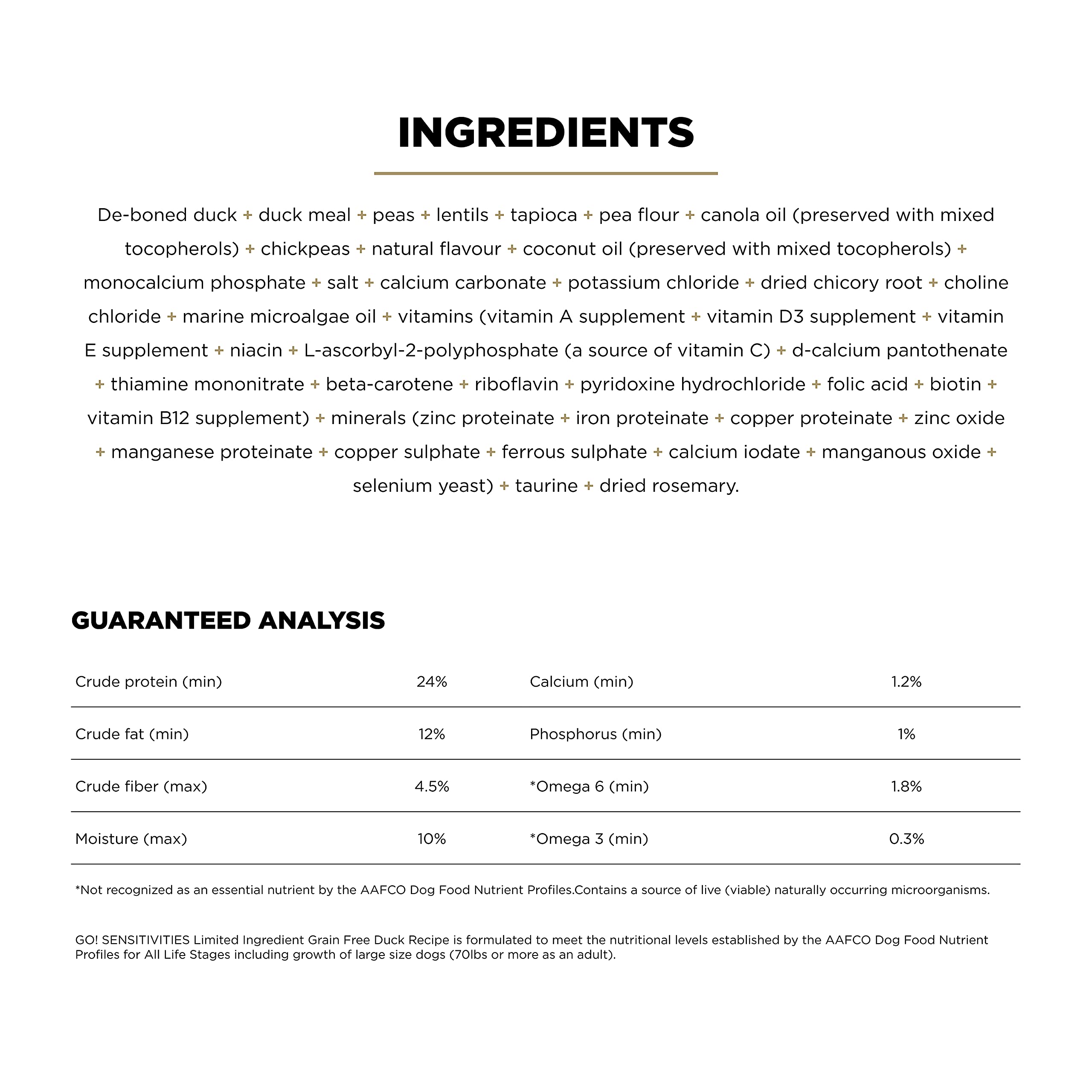 Go! Solutions étiquette ingrédients montrant formule limitée et transparence