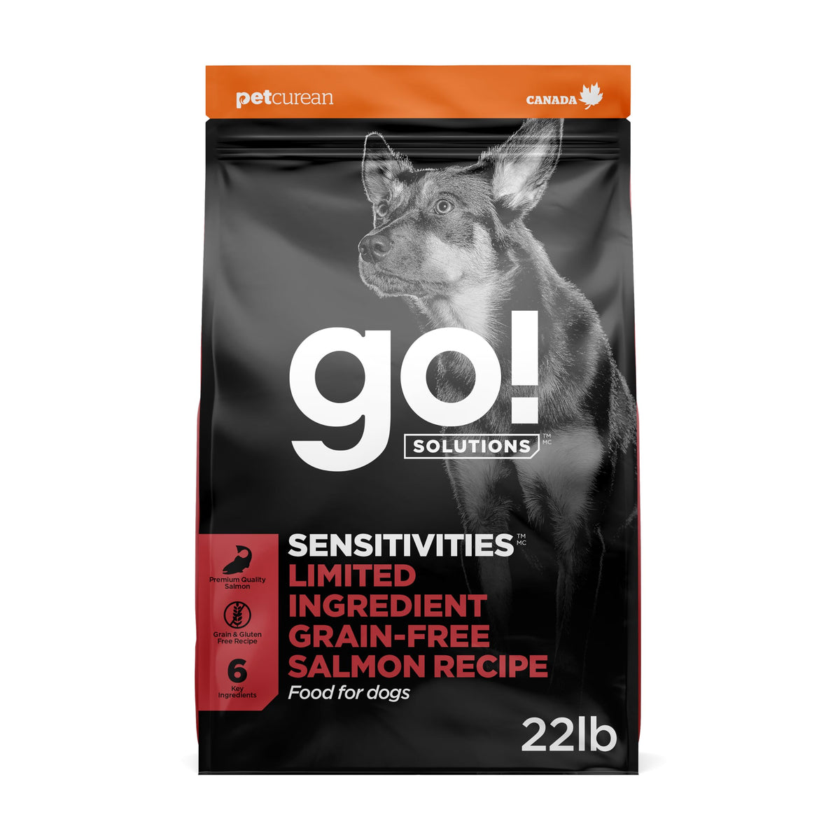 Go! Solutions emballage avant montrant formule saumon, rassure propriétaires