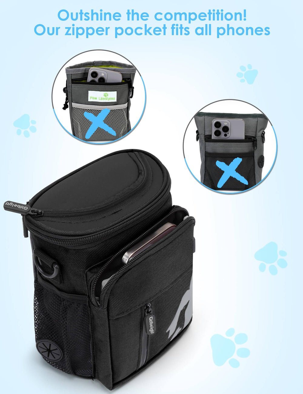 Gobeigo intérieur doublure imperméable facile à nettoyer et qui garde les friandises sèches