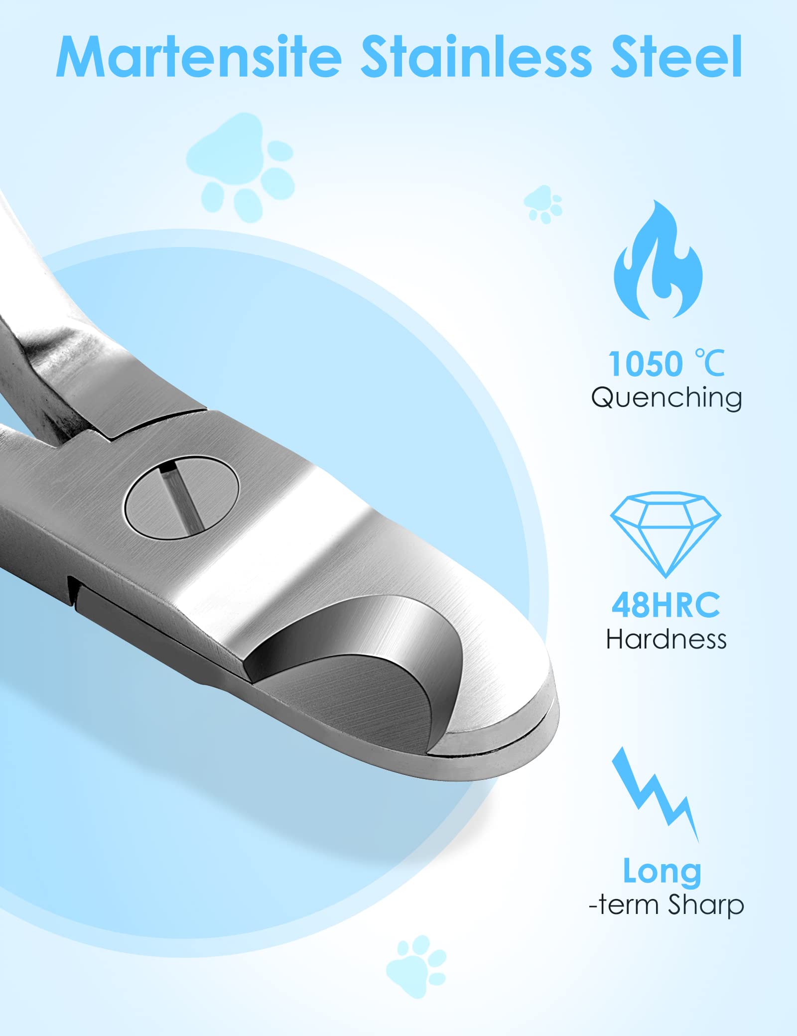 Gobeigo lame en acier martensite en gros plan, tranchant durable pour ongles épais