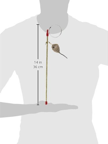 Détail de la souris GoCat fixée au fil flexible, montrant la texture et l'attrait pour stimuler la chasse