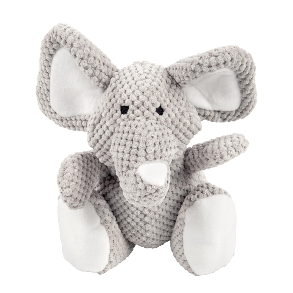 goDog peluche éléphant frontale montrant design damier et robustesse