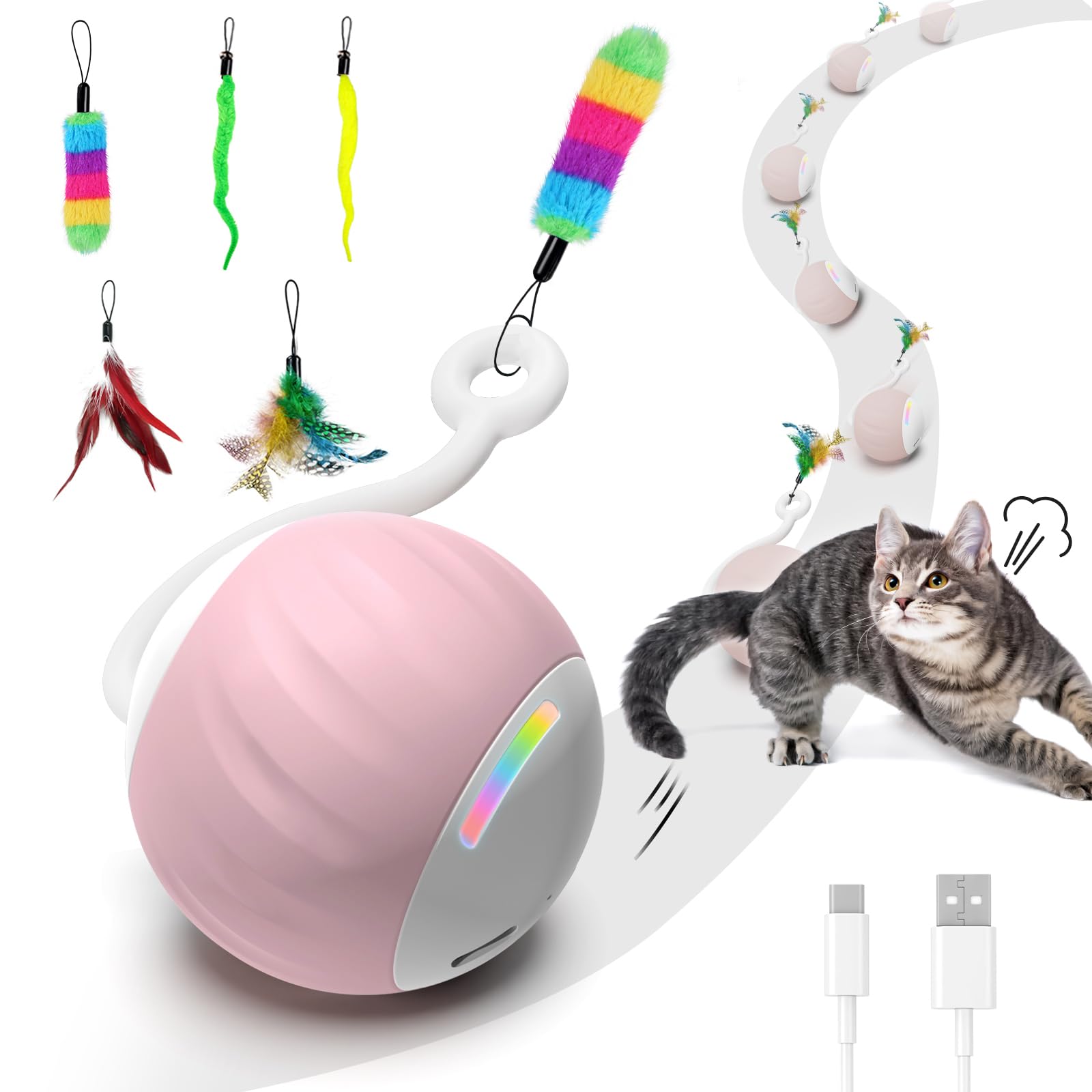 GOGODOGYA boule rose vue avant montrant la forme et le design, stimule le jeu