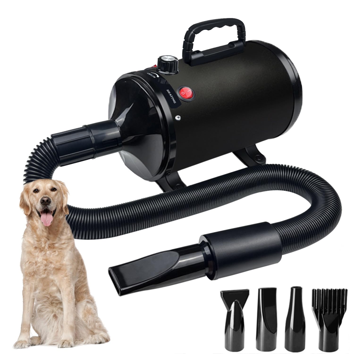 GOLADA face avant du sèche‑chien montrant la sortie d'air et la poignée, séchage rapide