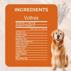 Gold Standard Herbs Voltrex cuillère doseuse montrant facilité de dosage pour chiens