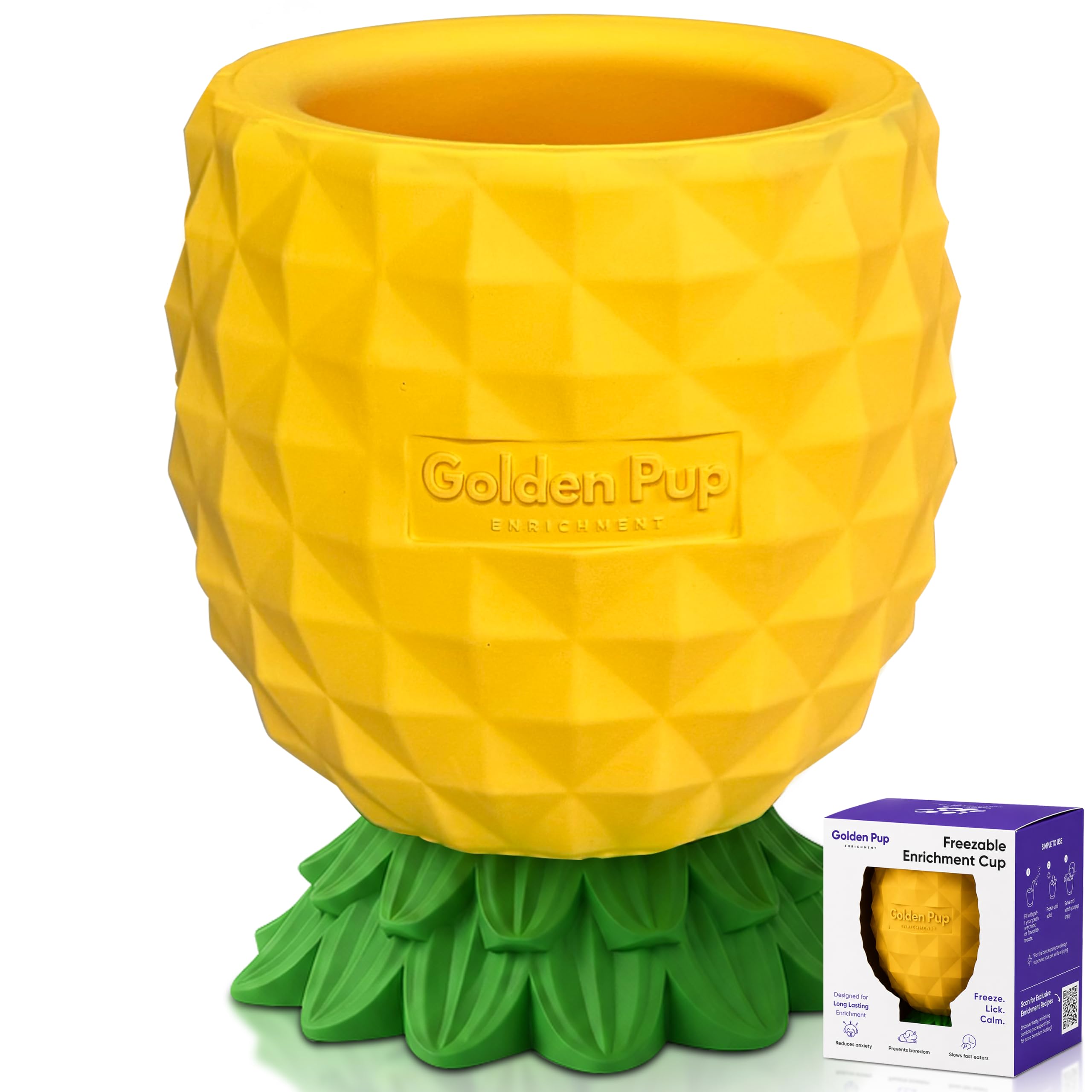 Golden Pup Enrichment coupe ananas face montrant design et stabilité