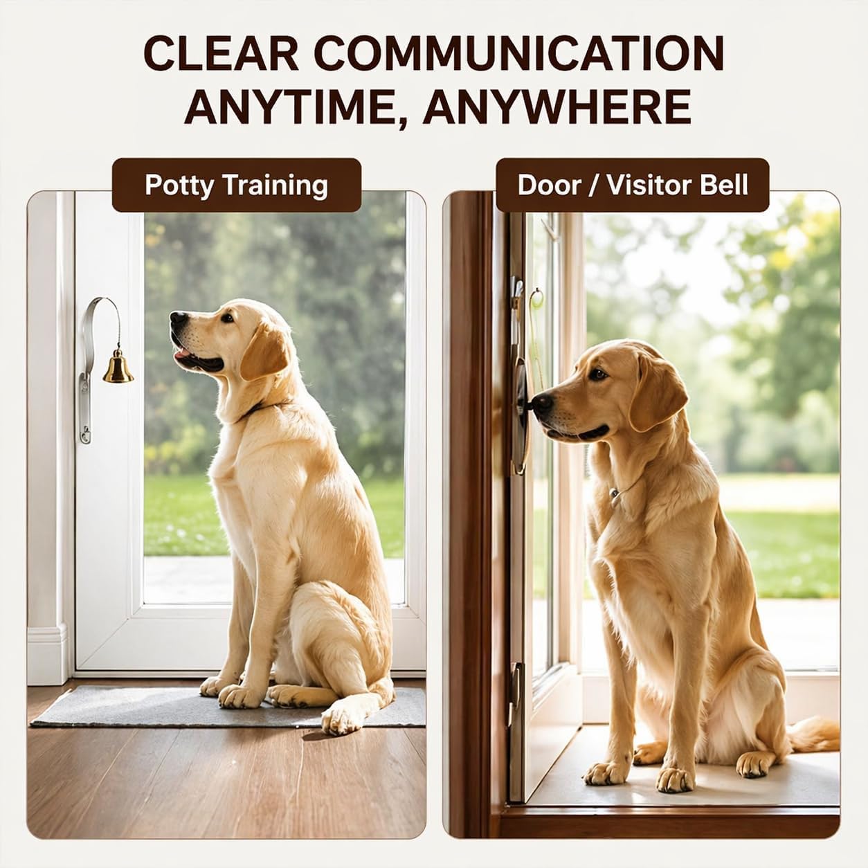 GoldTiger cloche dans une entrée de maison avec chien, solution propreté quotidienne