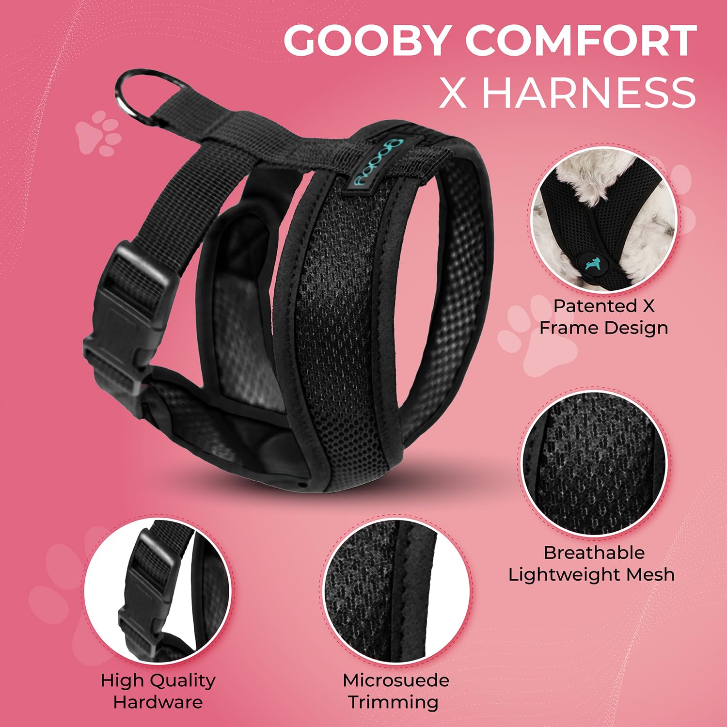 Gooby harnais Comfort X attache D métallique pour sécurité solide