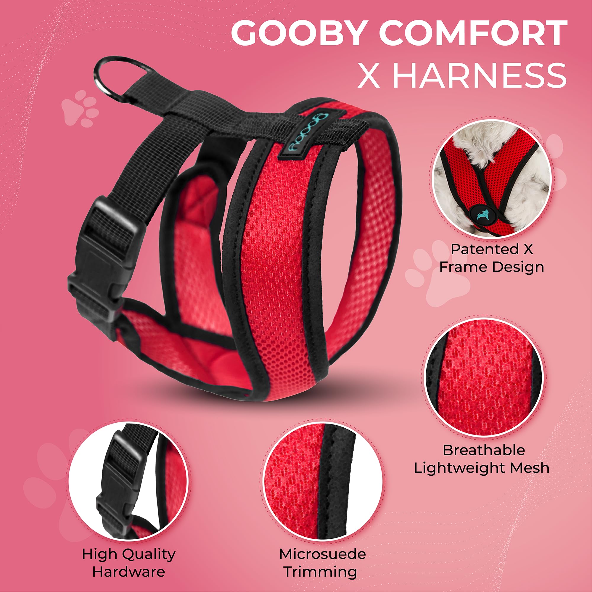 Gooby harnais D-ring dorsal métallique pour fixation solide de la laisse