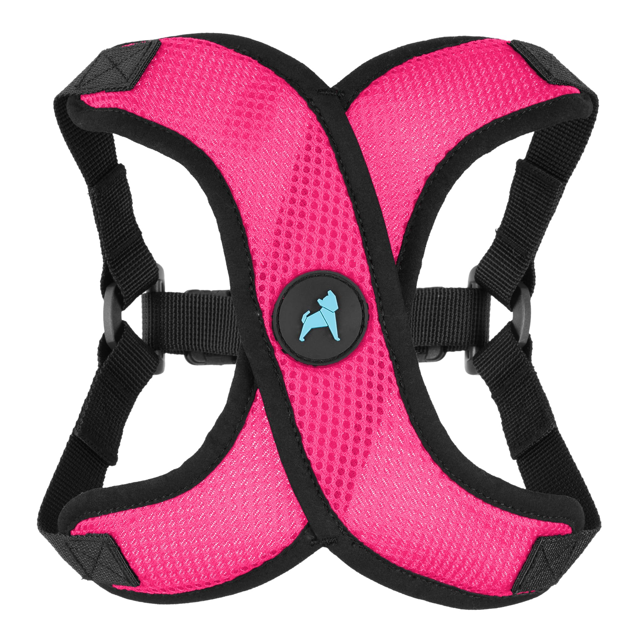 Gooby harnais face montrant coupe en X pour confort respiratoire
