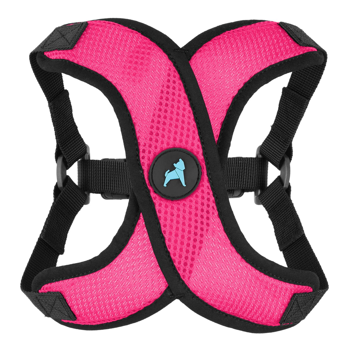 Gooby harnais face montrant coupe en X pour confort respiratoire