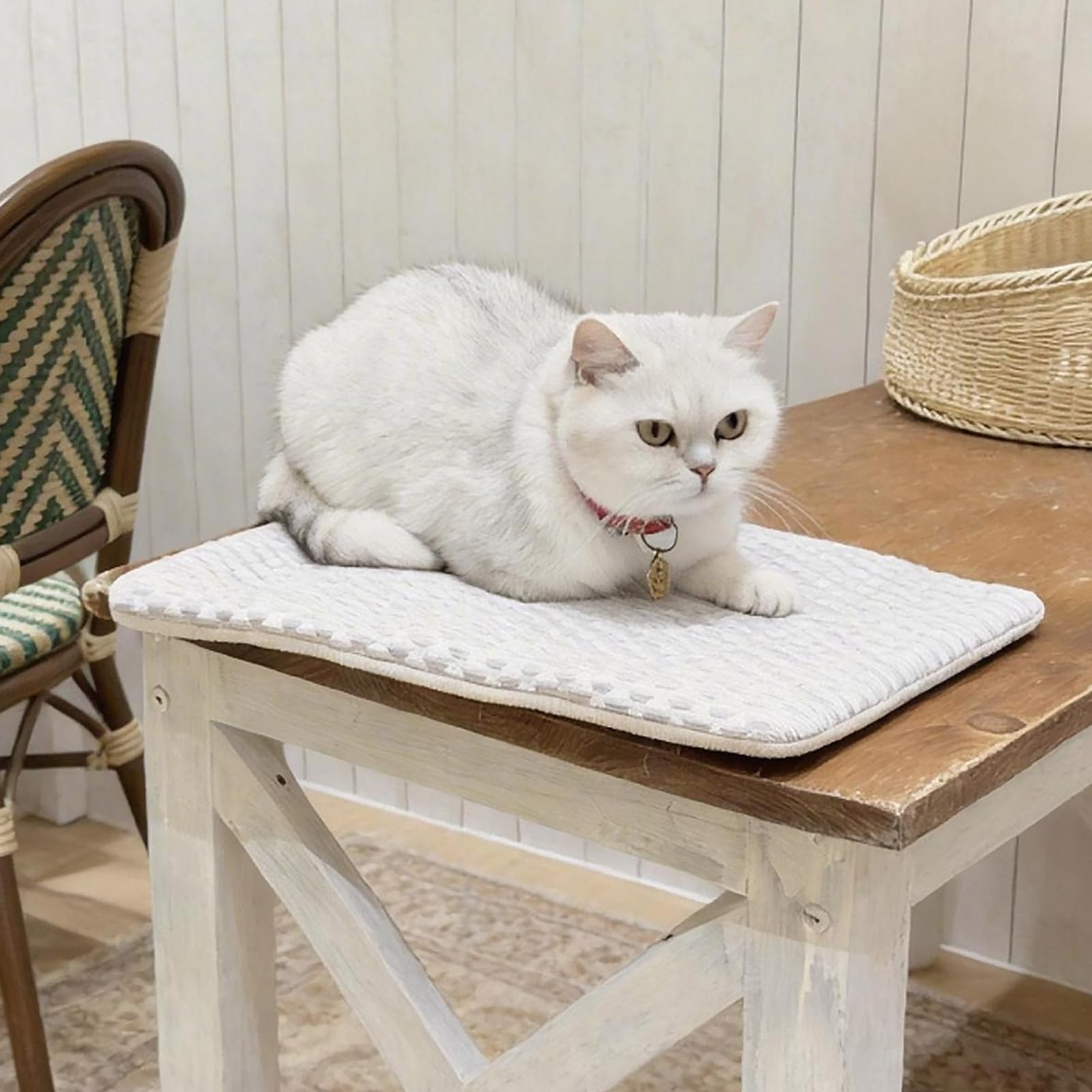 GooCare chat détendu sur tapis mettant en avant confort quotidien