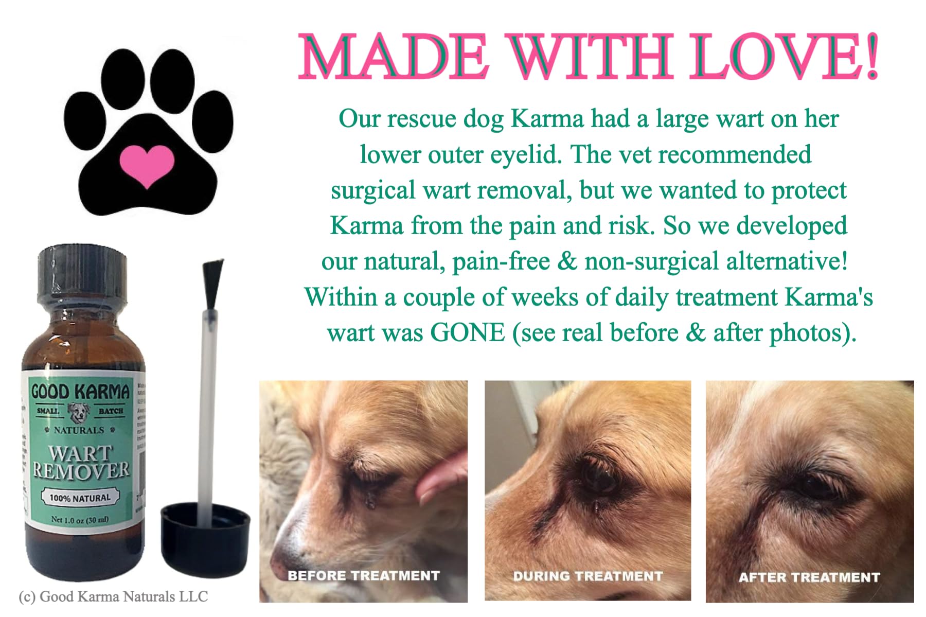 Good Karma Naturals application sur chien cou, pose localisée sans stress