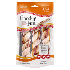 GOOD 'N' FUN emballage avant montrant les trois cordes, attrayant et informatif