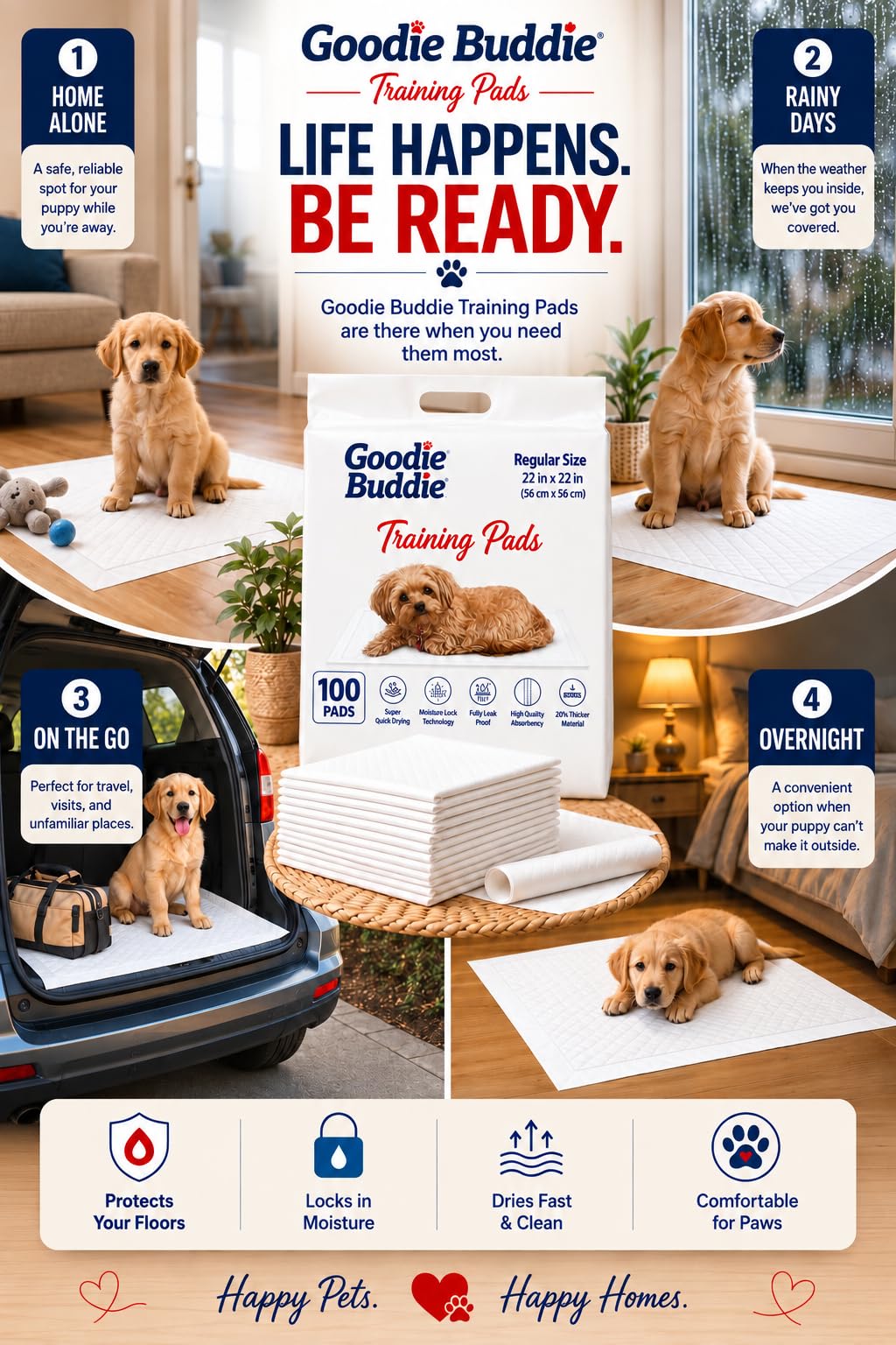 Goodie Buddie tapis posé dans une caisse protégeant literie et évitant fuites