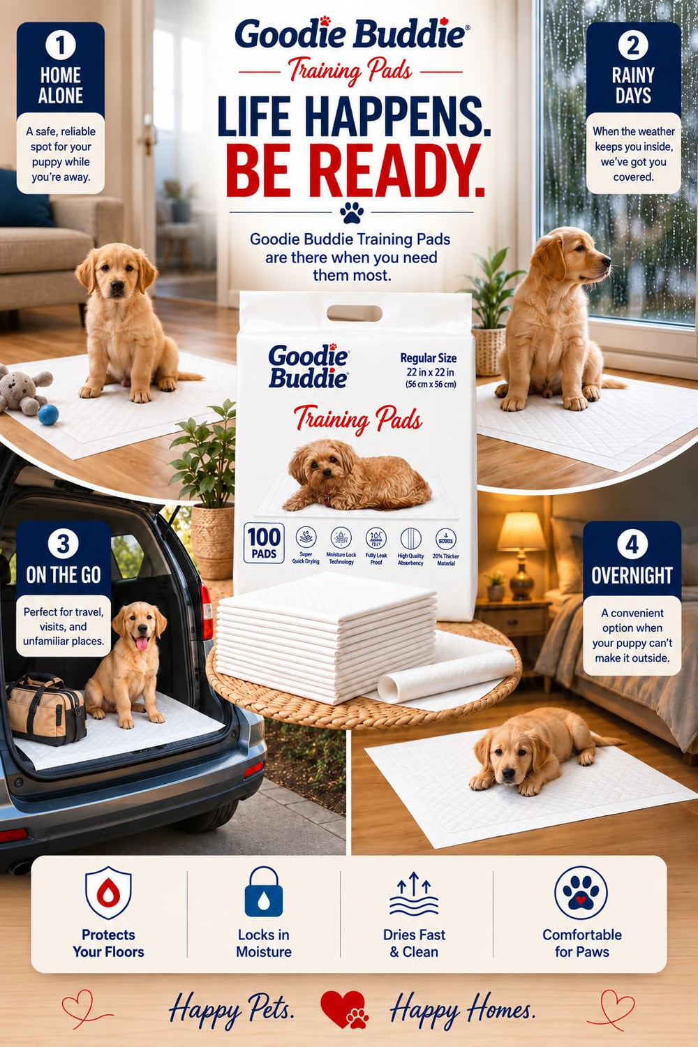 Goodie Buddie tapis posé dans une caisse protégeant literie et évitant fuites