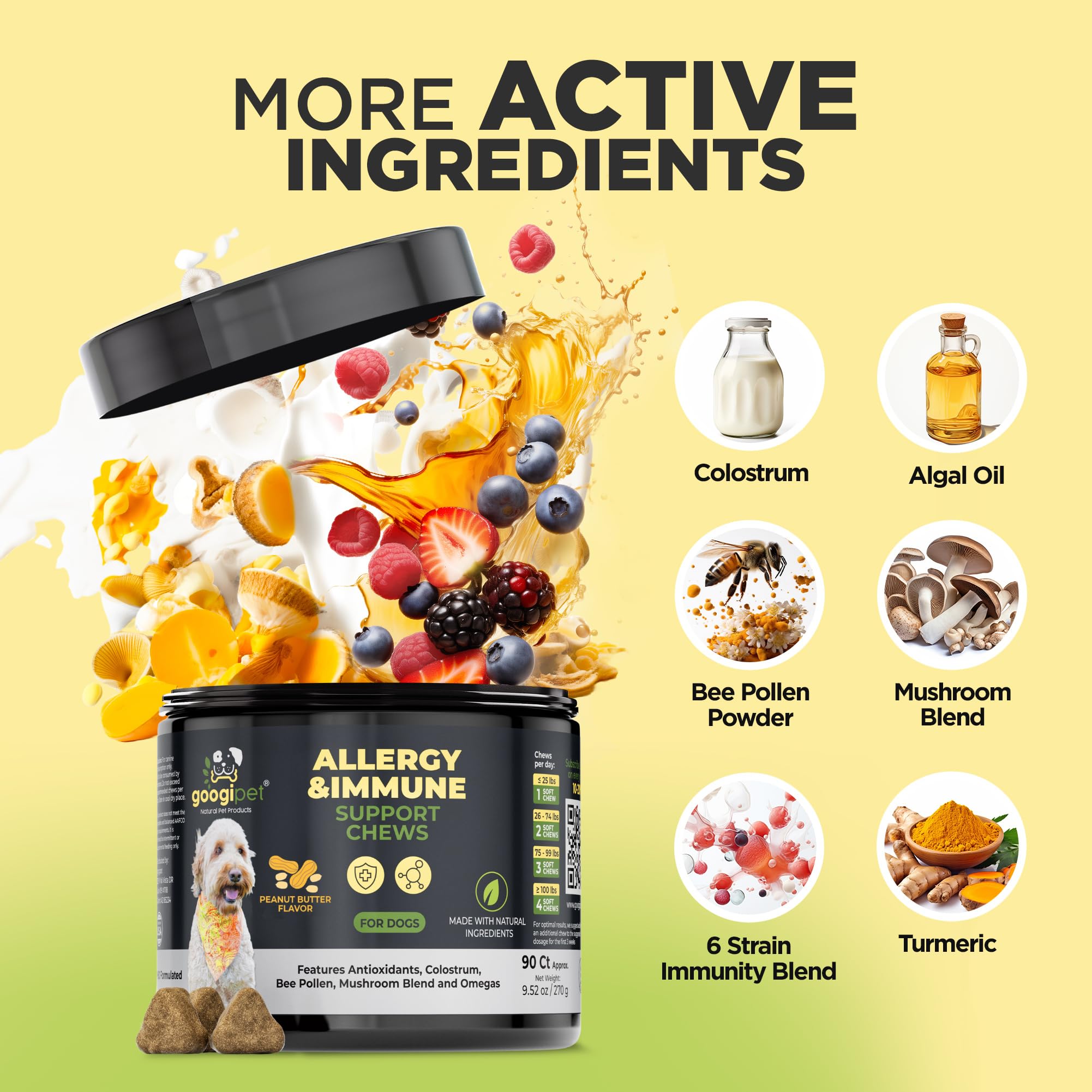 Googipet chews dans une assiette illustrant portion quotidienne pratique