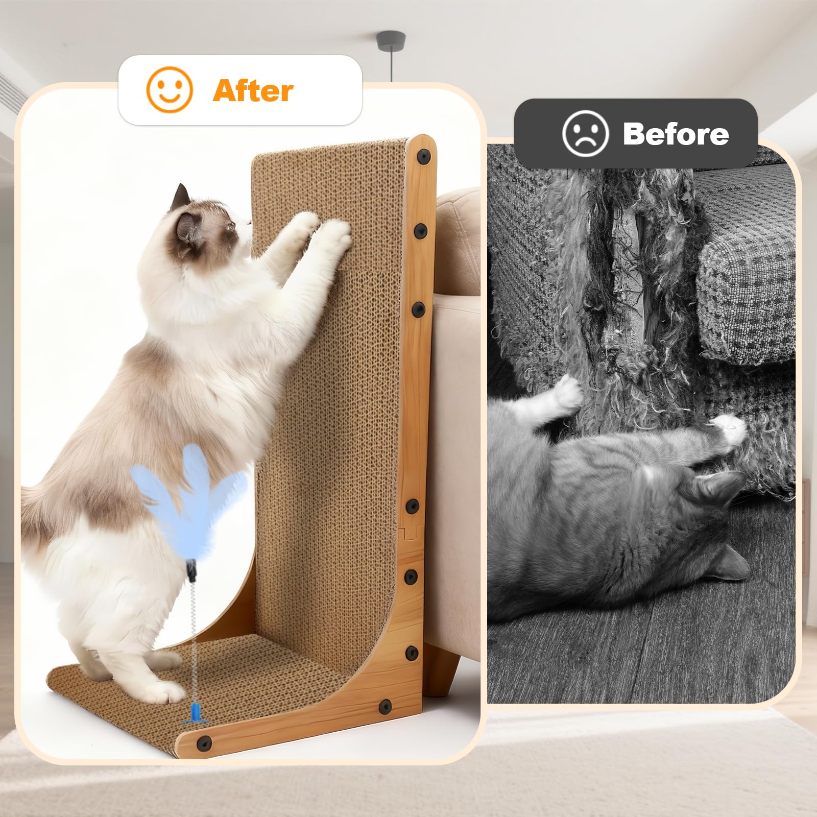 Goosheep comparaison taille chat vs griffoir pour montrer l'échelle et l'ergonomie