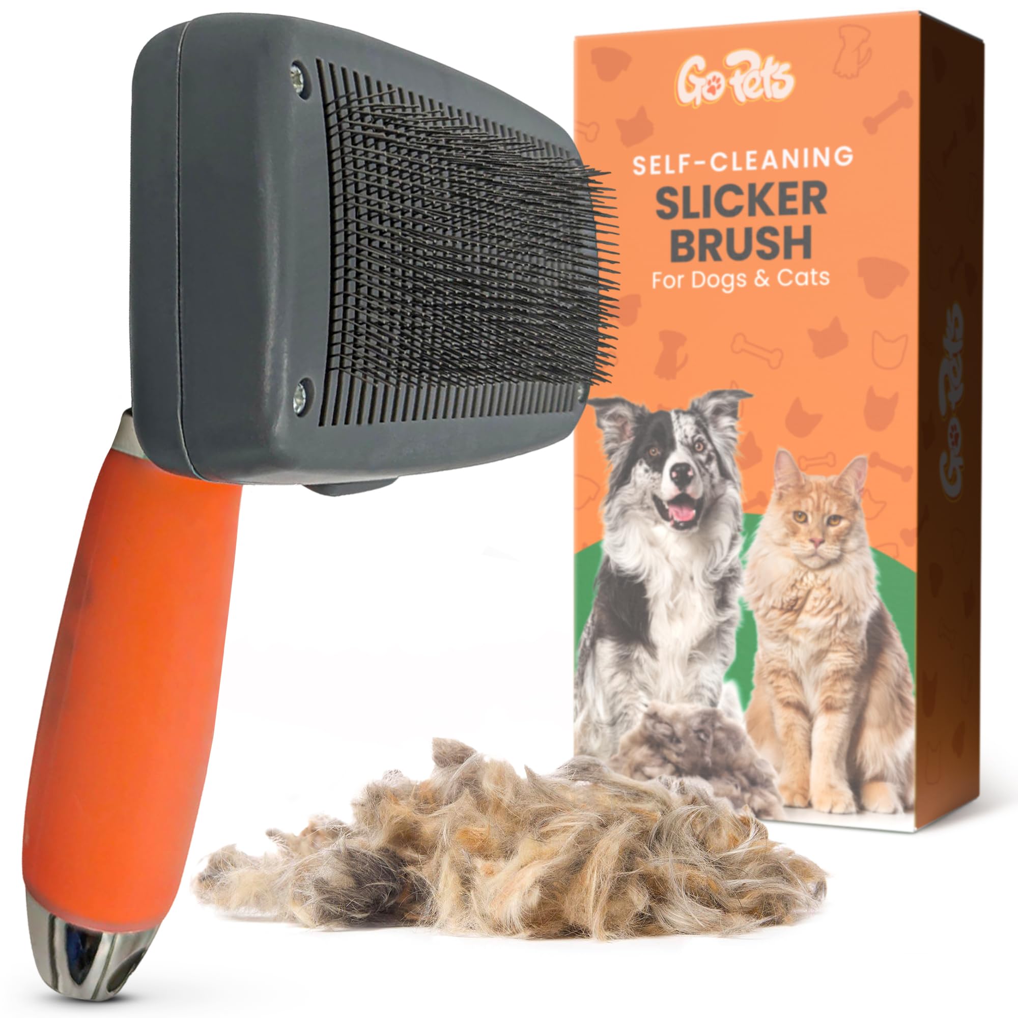 GoPets brosse face avant montrant tête slicker, facilite démêlage