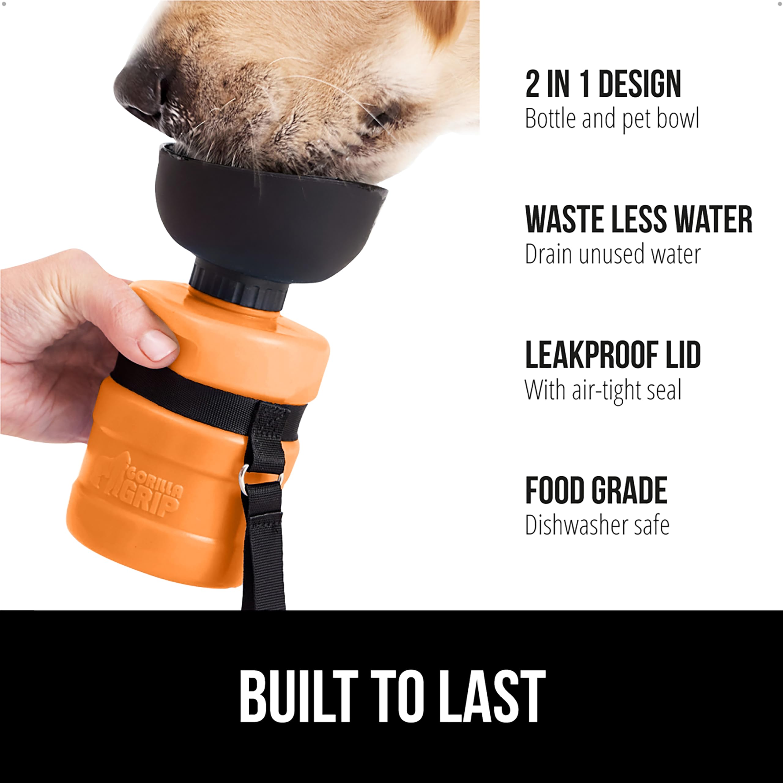GORILLA GRIP bol en silicone déplié, facilite l'hydratation du chien