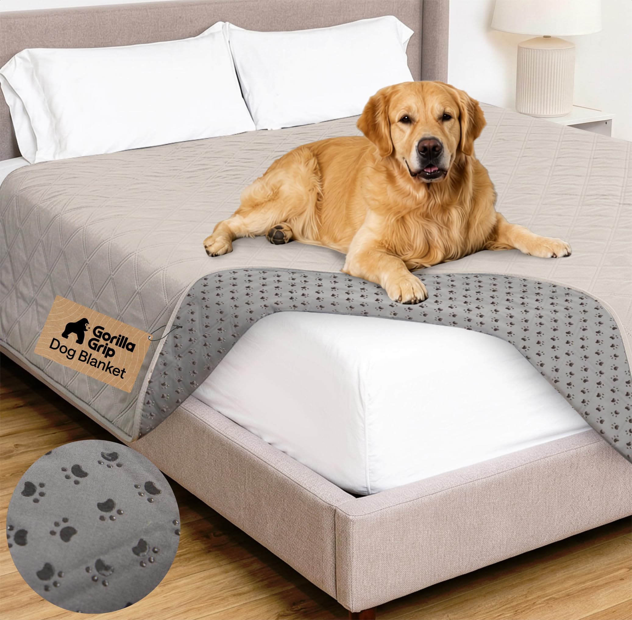 GORILLA GRIP couverture vue entière taupe protège canapé et retient liquides