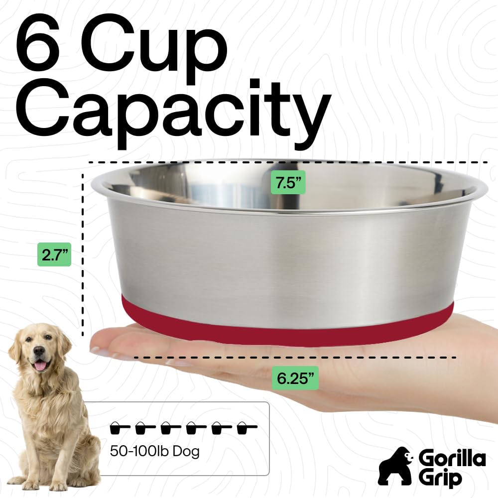 GORILLA GRIP lot de deux gamelles rouge pour nourriture et eau, double usage pratique