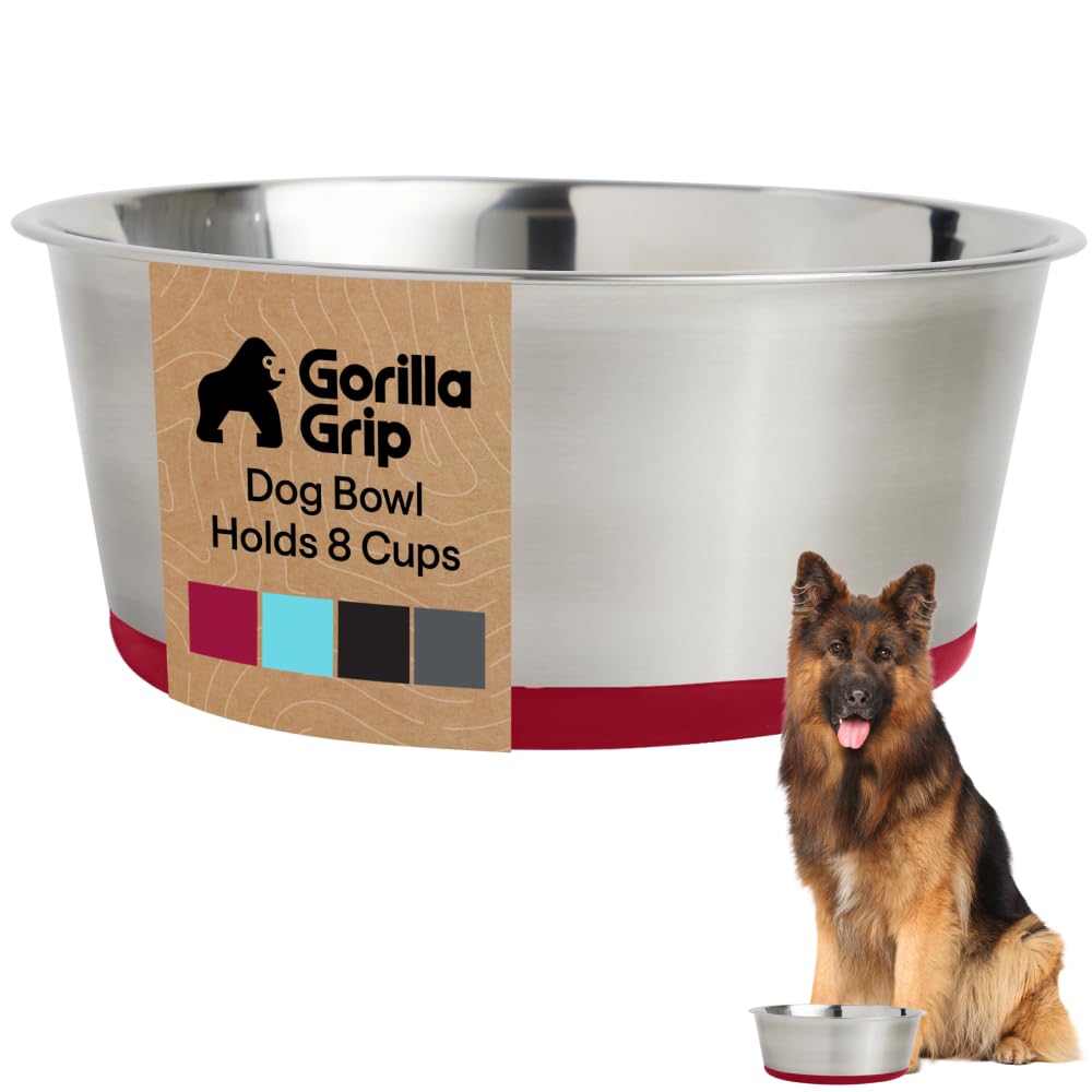 GORILLA GRIP vue frontale de la gamelle rouge montrant robustesse et capacité