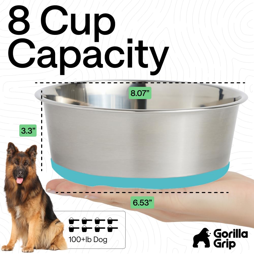 GORILLA GRIP gamelle à côté d'un grand chien, capacité adaptée