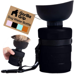 GORILLA GRIP gourde noire vue de face, compacte et pratique