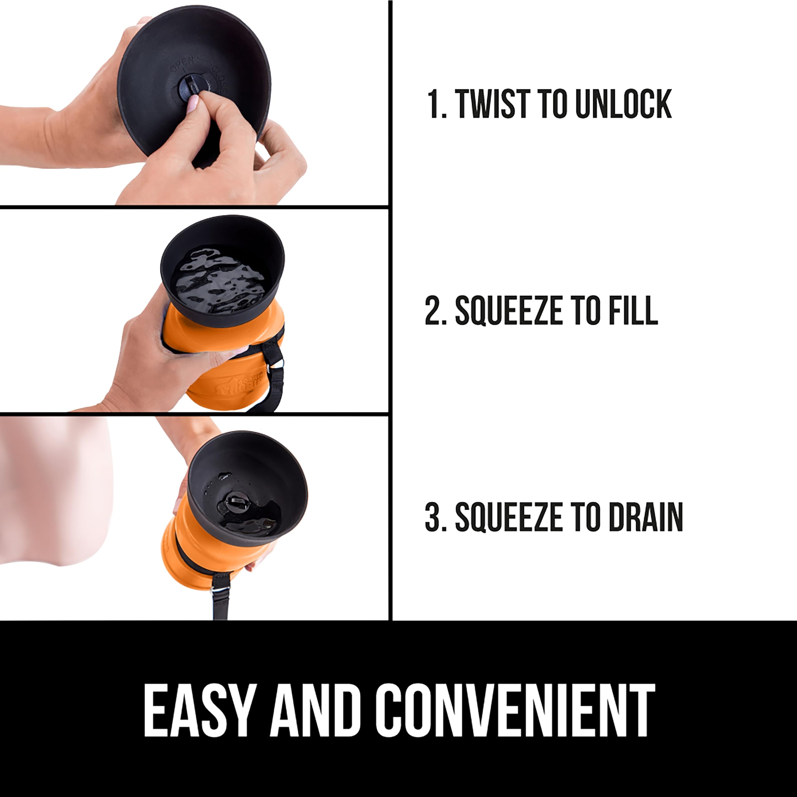 GORILLA GRIP compatible lave-vaisselle, image montrant une bouteille propre et hygiénique