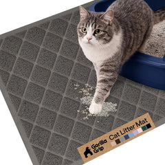 GORILLA GRIP tapis devant bac montrant réduction de la litière