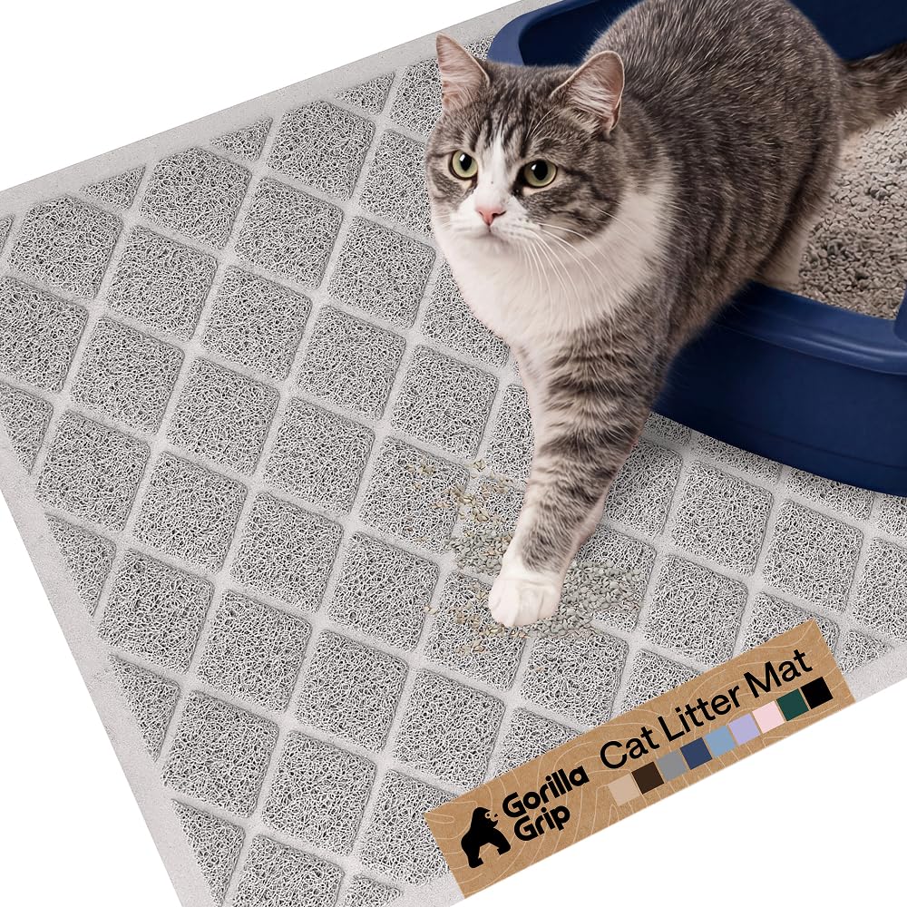 GORILLA GRIP vue avant du tapis avec emballage montrant dimension et bénéfice propreté