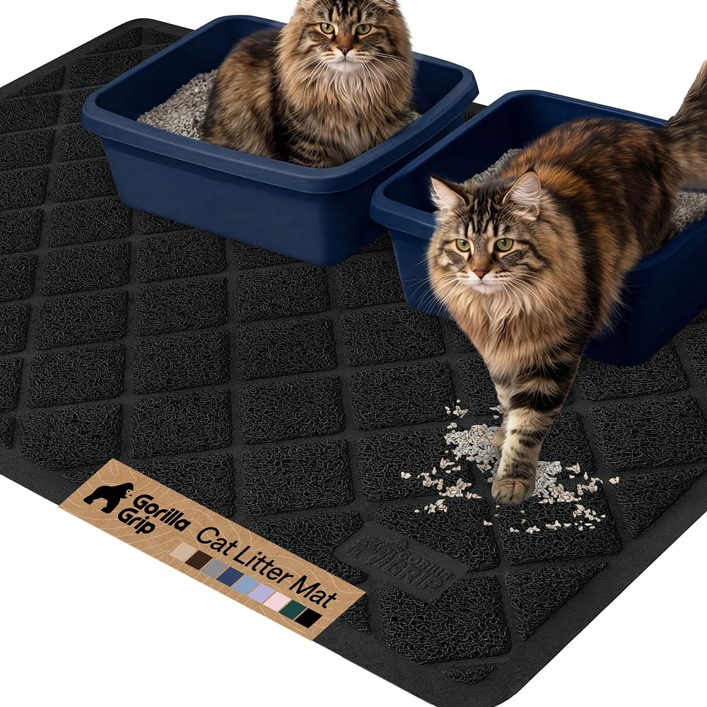 GORILLA GRIP vue frontale du tapis noir protégeant le sol
