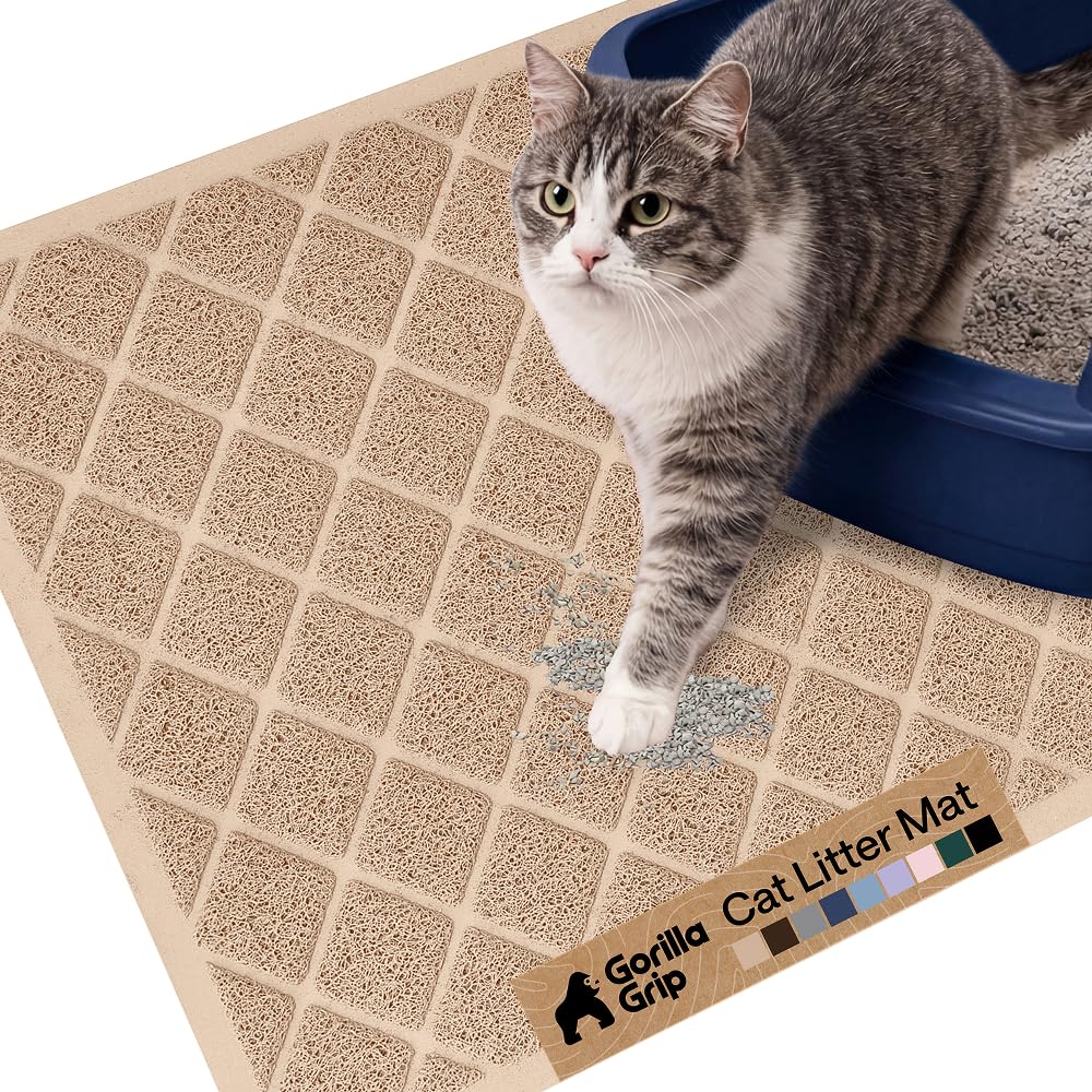 GORILLA GRIP vue de face du tapis retenant la litière et gardant le sol propre