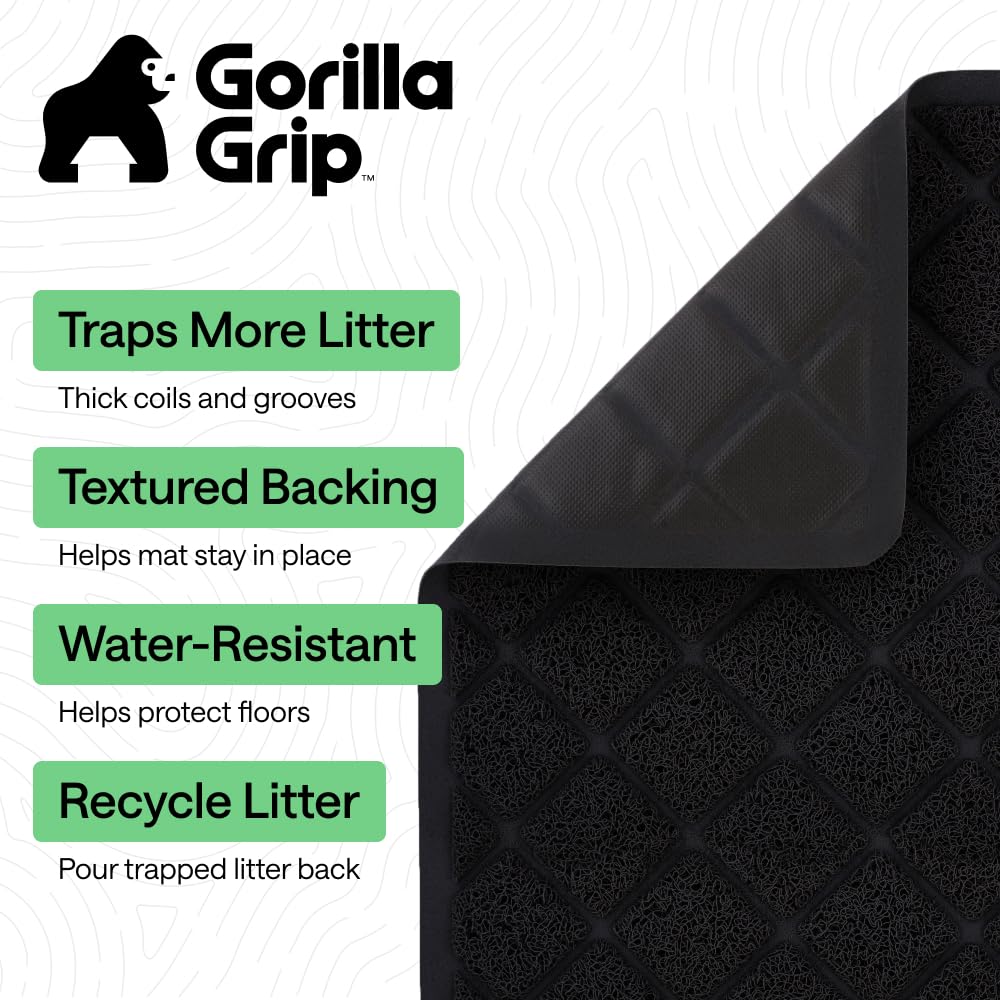 GORILLA GRIP gros plan sur mailles spiralées qui retiennent la litière efficacement