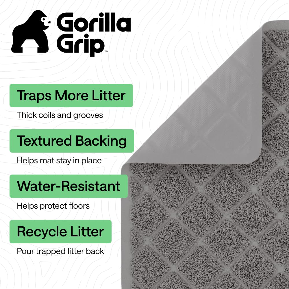 GORILLA GRIP gros plan mailles qui attrapent la litière efficacement