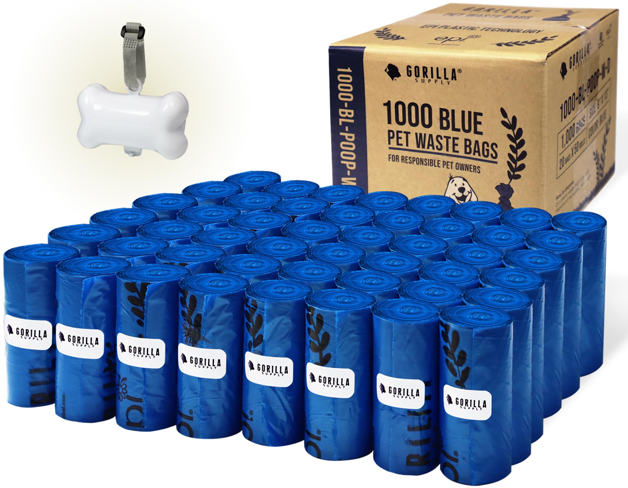 GORILLA SUPPLY distributeur en os bleu visible, accès rapide et pratique