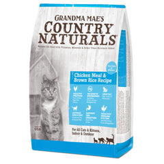 Grandma Mae's sac 6 lb devant montrant la recette poulet riz brun et bénéfice nutritionnel