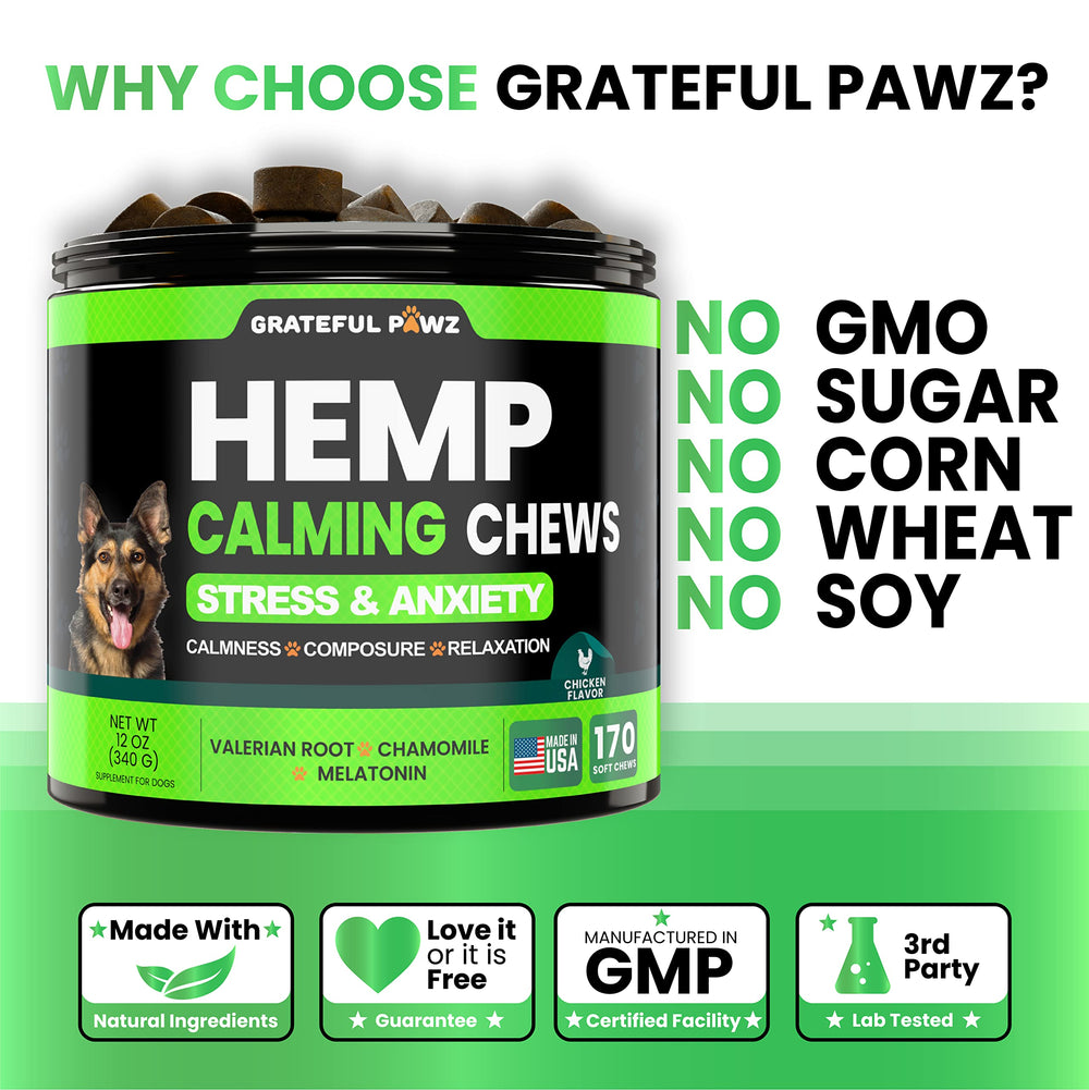 Étiquette Grateful Pawz détaillant ingrédients et formulation vétérinaire
