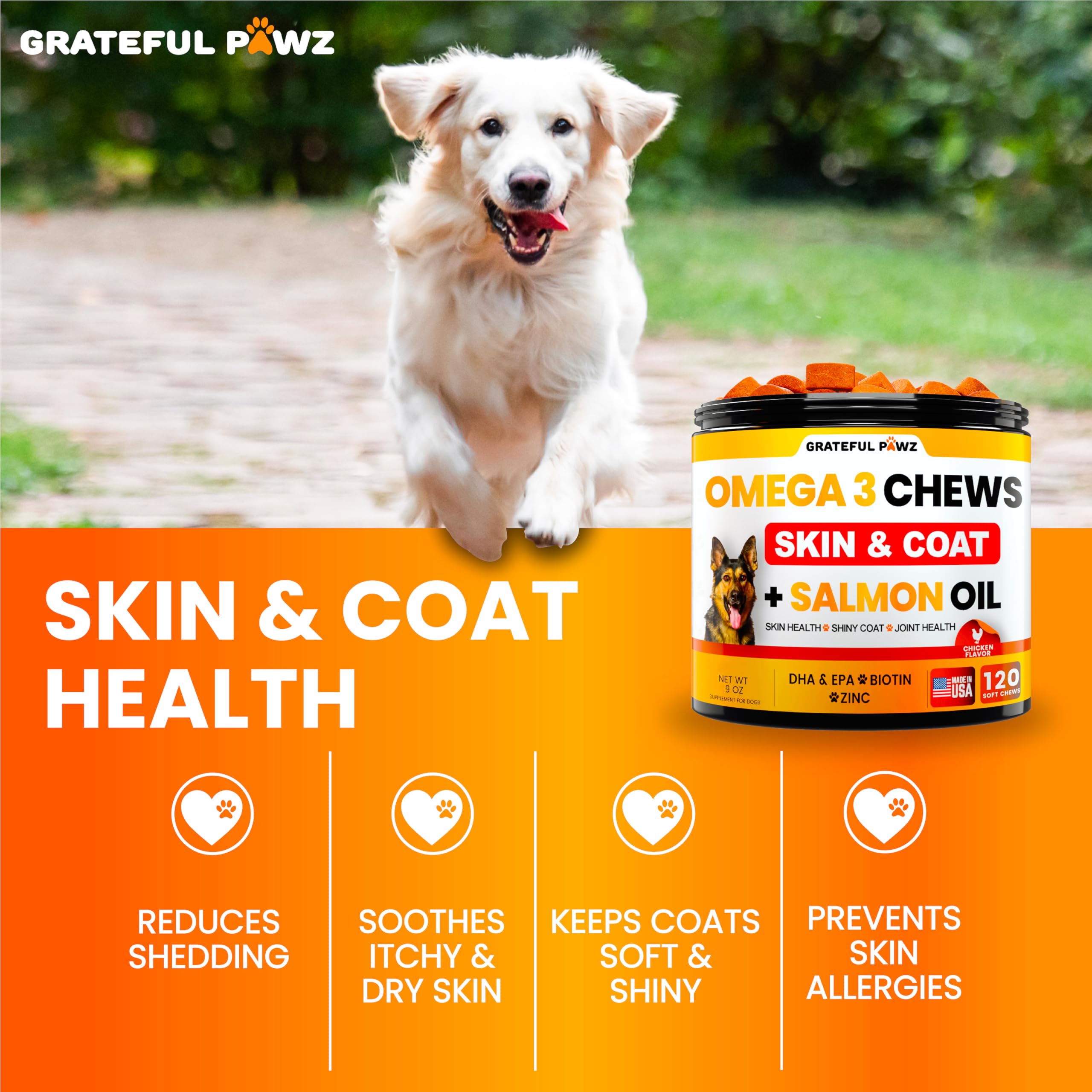 Comparaison de taille d'un chew Grateful Pawz pour dosages adaptés au chien