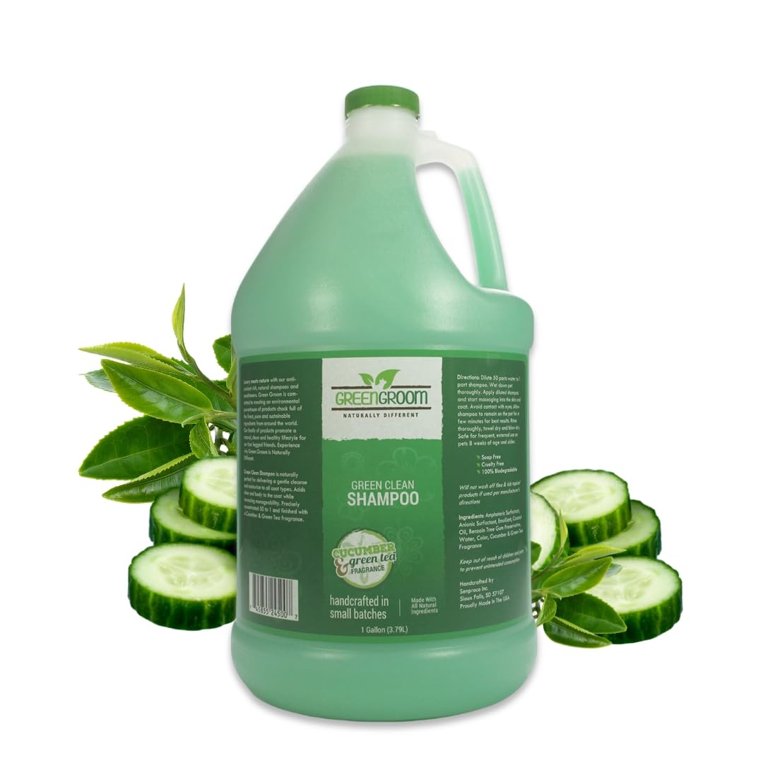 GreenGroom bidon 1 gallon montrant emballage professionnel et économie