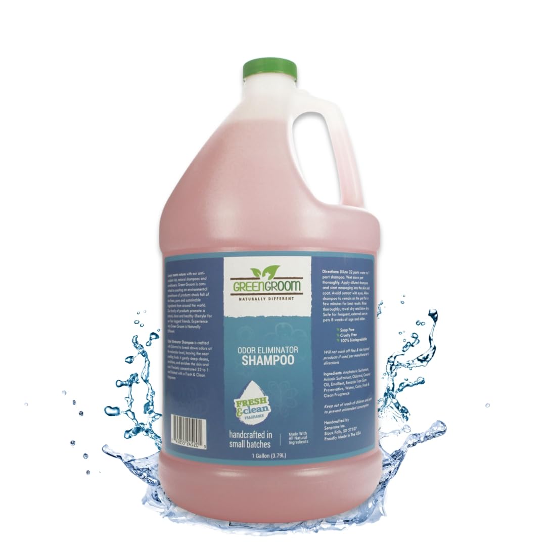 GreenGroom bouteille gallon avant-étiquette montrant format économique