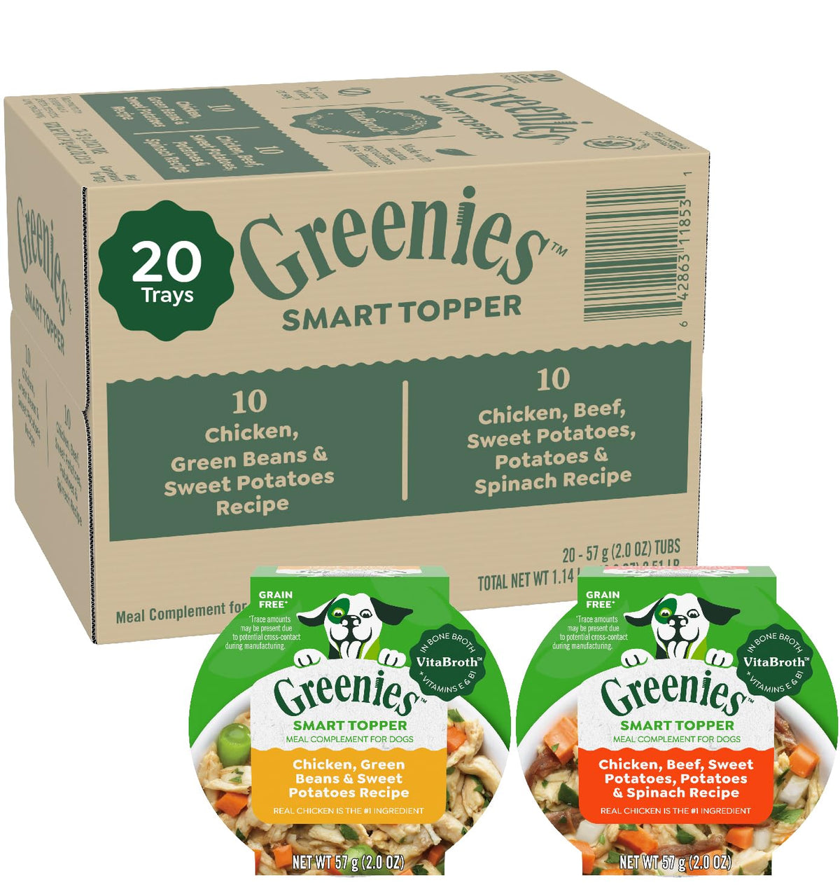 Greenies emballage avant poulet montrant format 2 oz et avantages