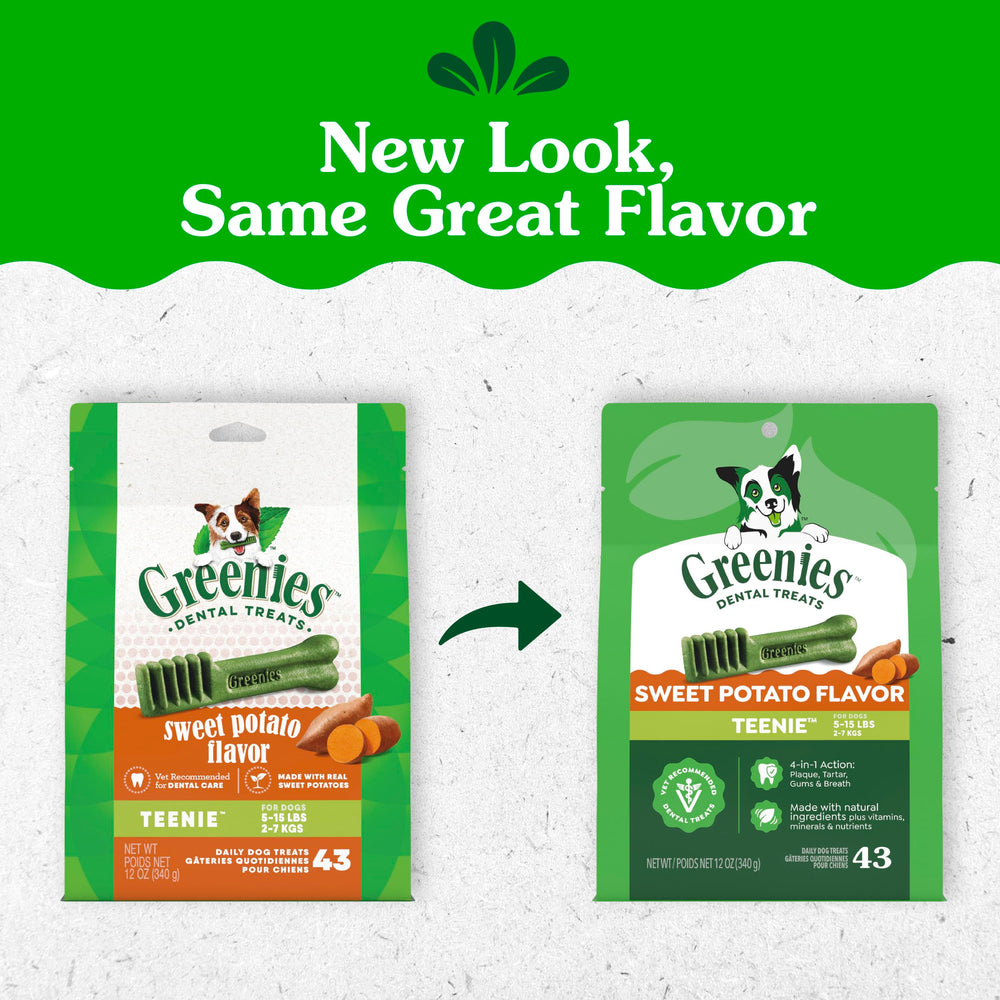 Greenies Teenie bâtonnets en main illustrant la taille idéale