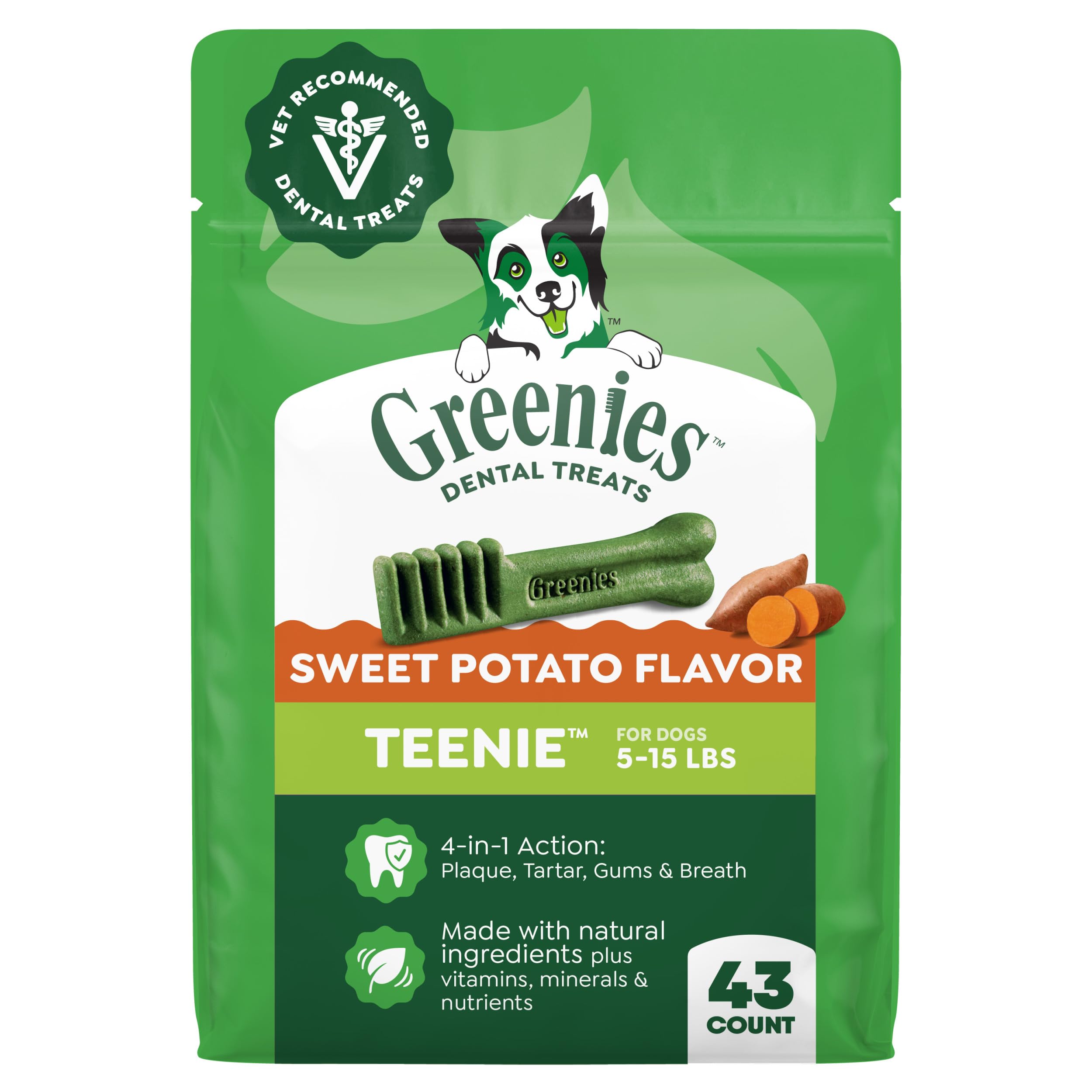 Greenies Teenie emballage avant montrant le format pratique