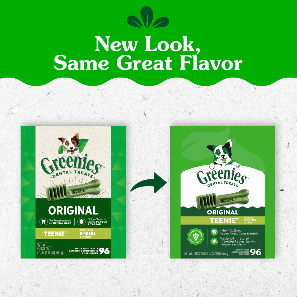 Greenies Teenie stick rapproché montrant texture souple bénéfique pour dents